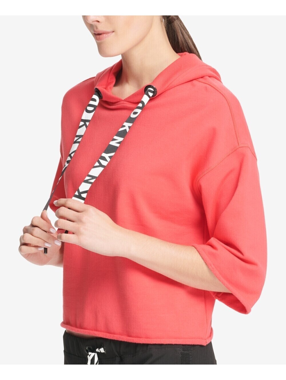 DKNY Womens Sport Cropped Logo Hoodie Size L